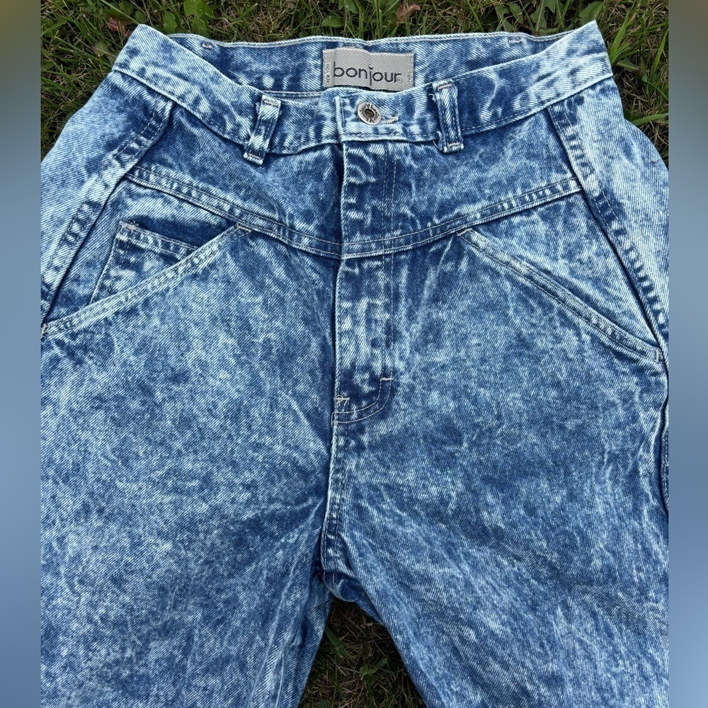 Vtg Bonjour High Waist Double Yoke Acid Wash Bareback Jeans Womens 10 L29 USA - Picture 4 of 6